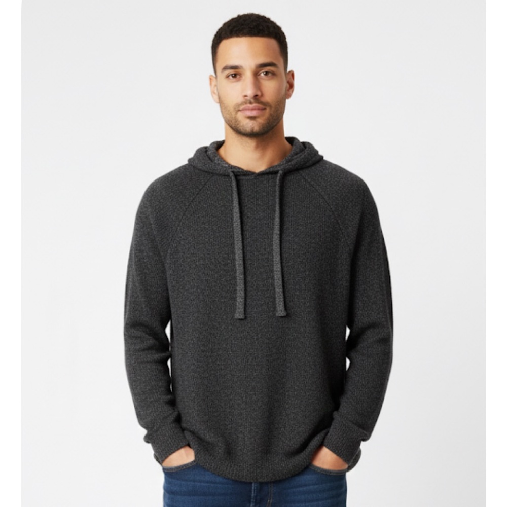 KENNETH COLE Light Weight Knit Hooded Pullover, Men’s XXL, Heather Gray